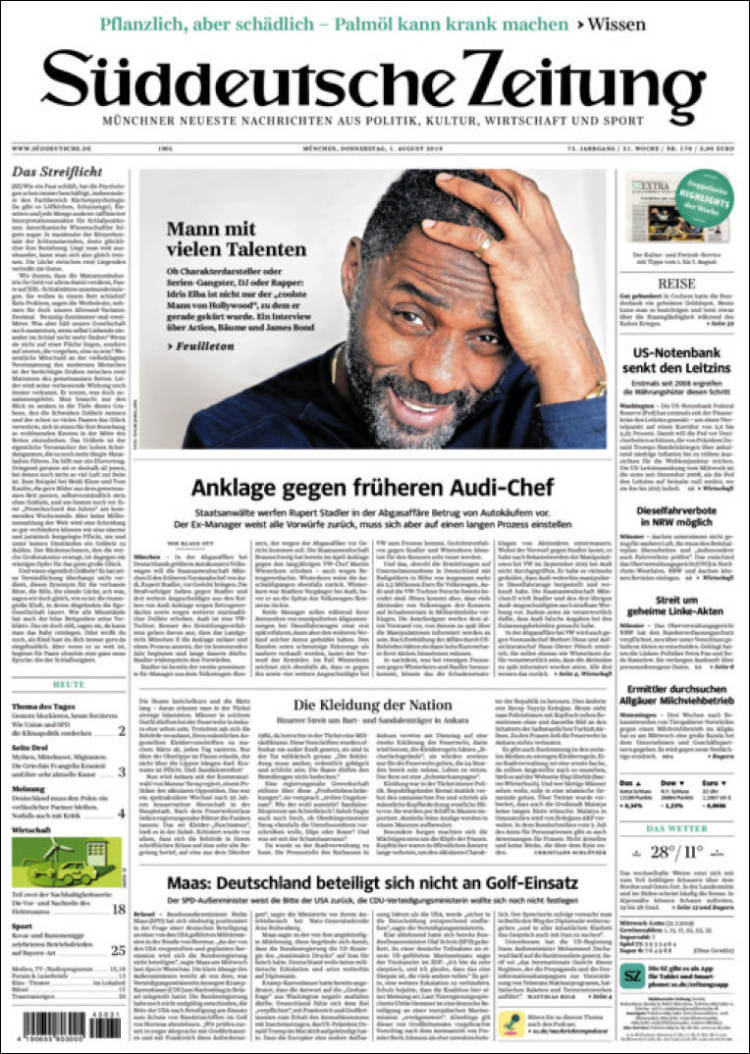 Portada de Sueddeutsche (Alemania)