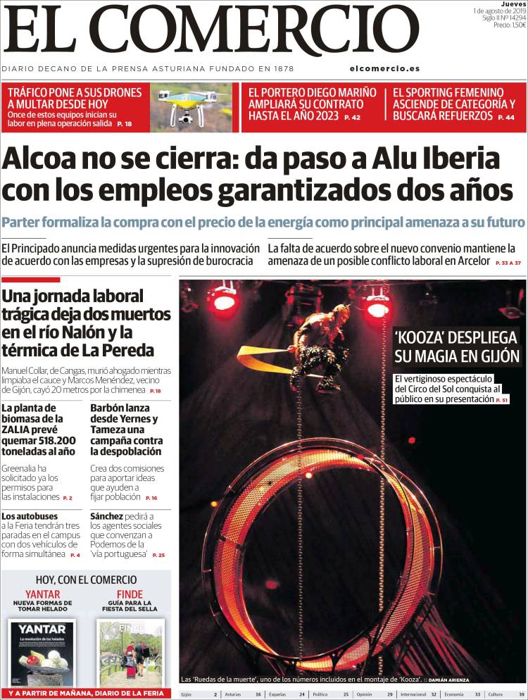 Portada de El Comercio - Gijón (Espa&ntilde;a)