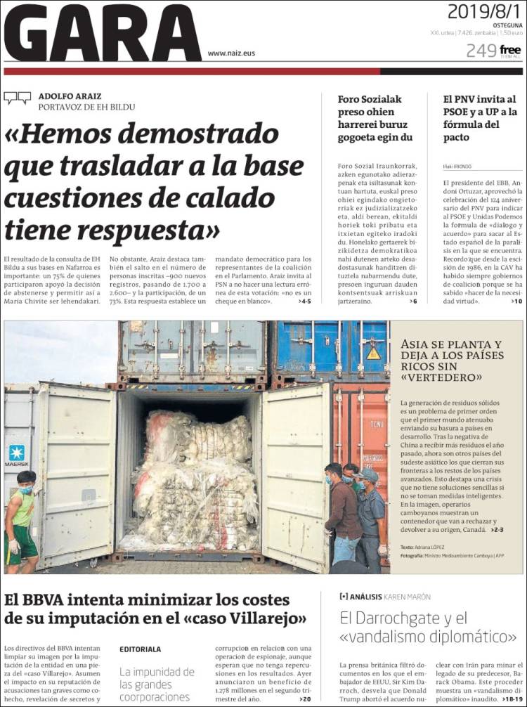 Portada de Gara (Espa&ntilde;a)