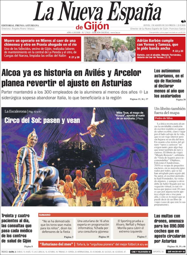 Portada de La Nueva España - Gijón (Espa&ntilde;a)