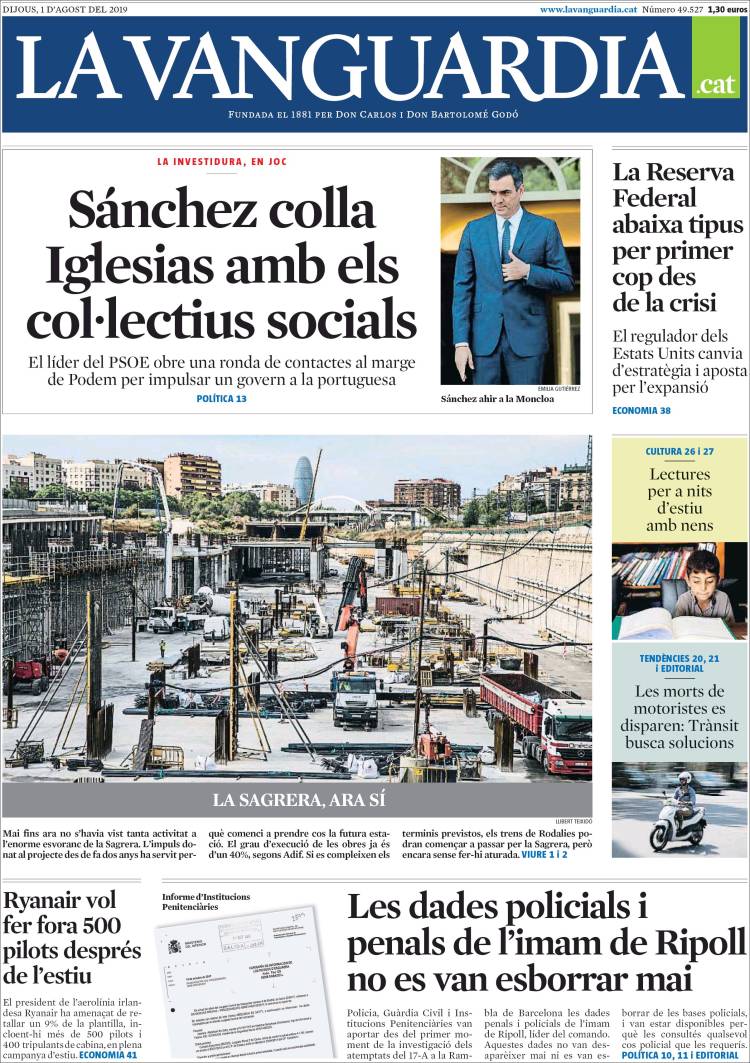 Portada de La Vanguardia (Espa&ntilde;a)