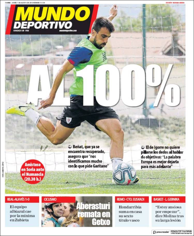 Portada de Mundo Deportivo Bizkaia (Espa&ntilde;a)