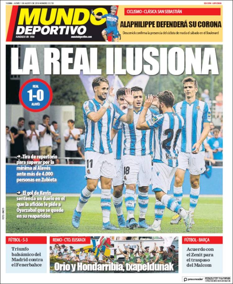Portada de Mundo Deportivo Gipuzkoa (Espa&ntilde;a)