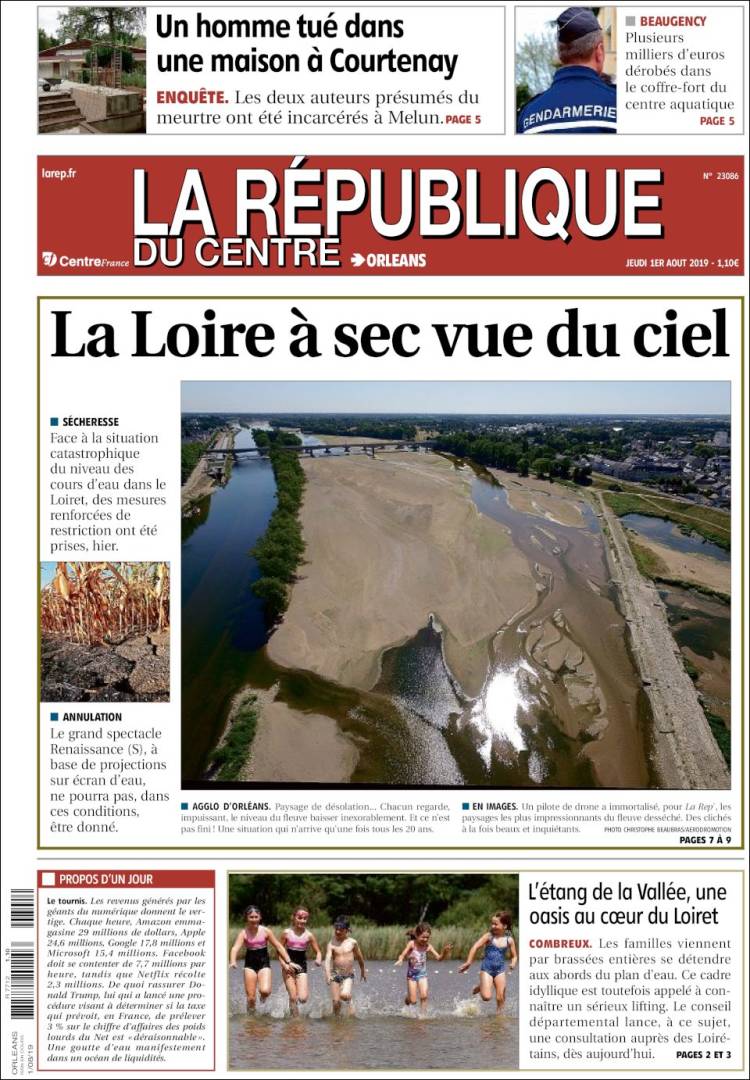 Portada de La République du Centre (Francia)