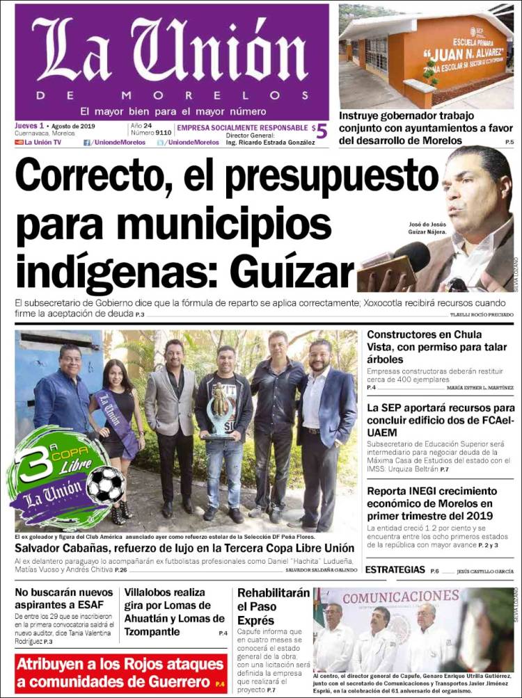 Portada de La Unión de Morelos (México)