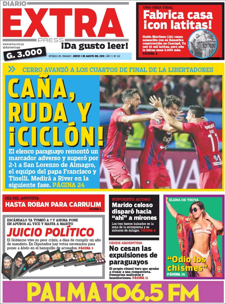 Portada de Diario Extra (Paraguay)