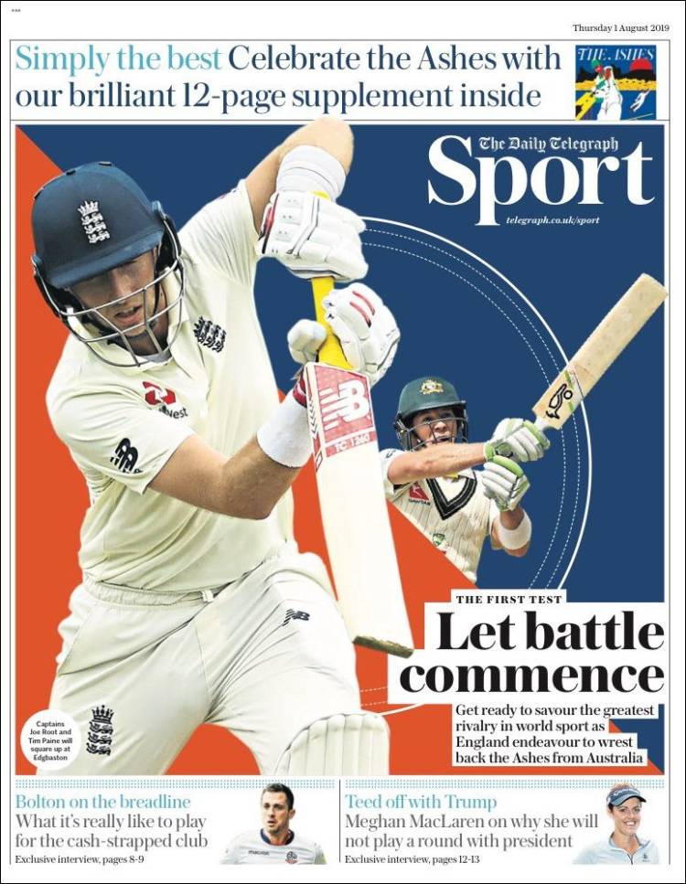 Portada de Telegraph Sport (Reino Unido)