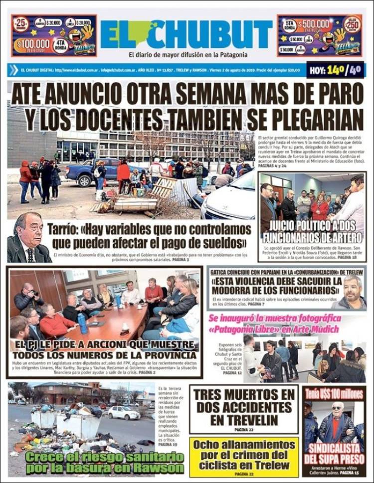 Portada de El Chubut (Argentina)