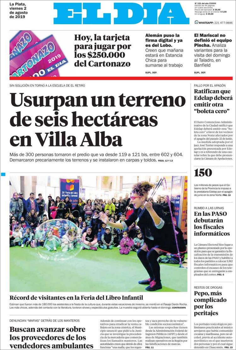 Portada de El Día de la Plata (Argentina)