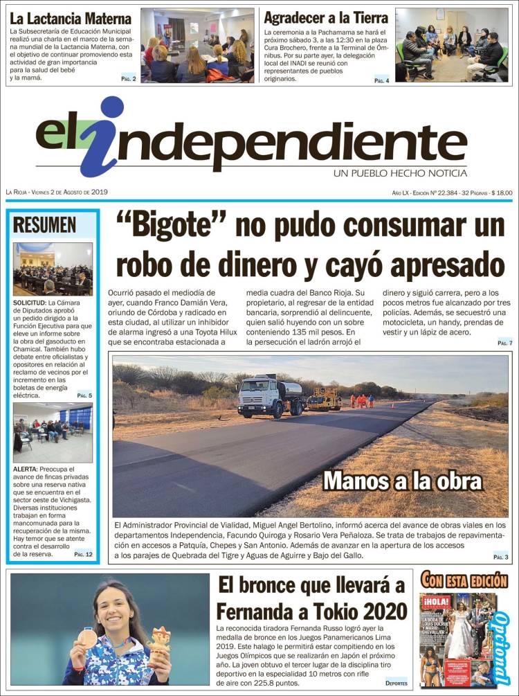 Portada de El Independiente (Argentina)