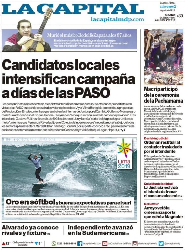 Portada de Diario La Capital - Mar del Plata (Argentina)