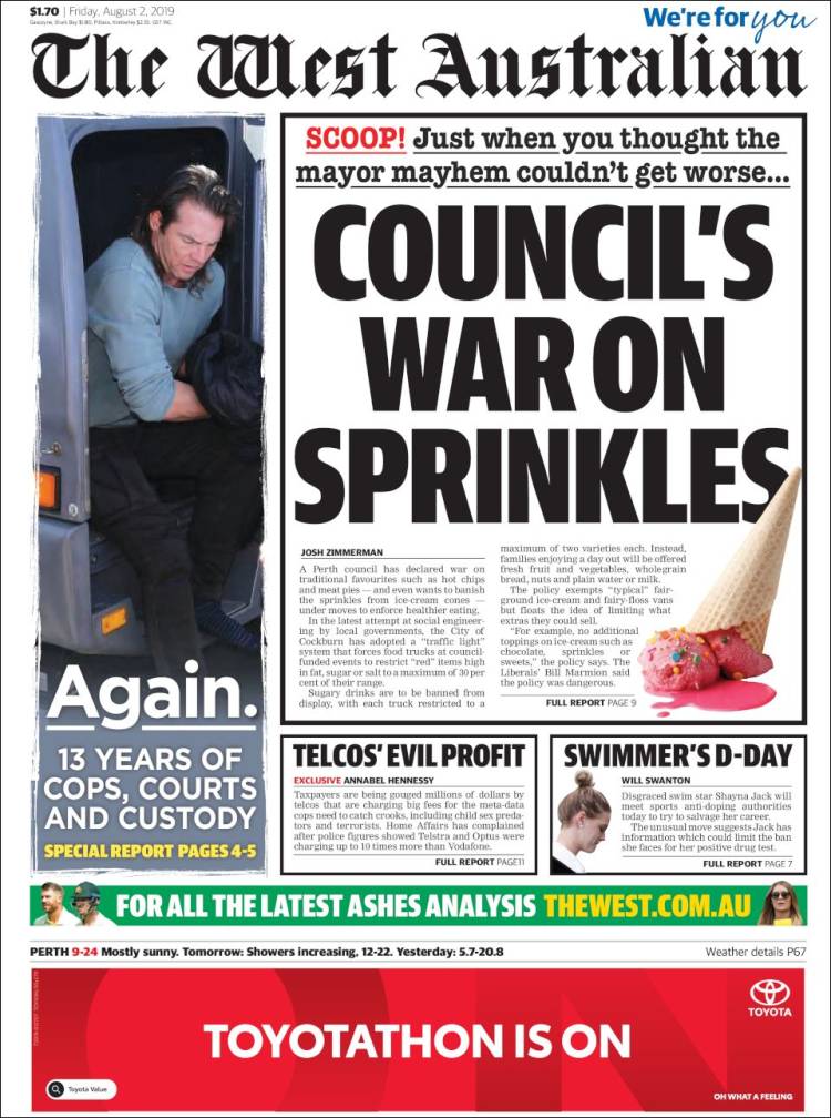 Portada de The West Australian (Australia)