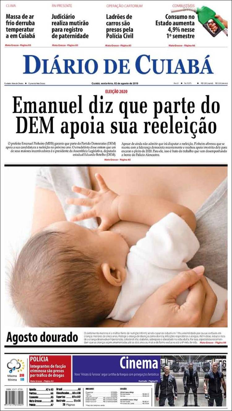 Portada de Diário de Cuiabá (Brasil)