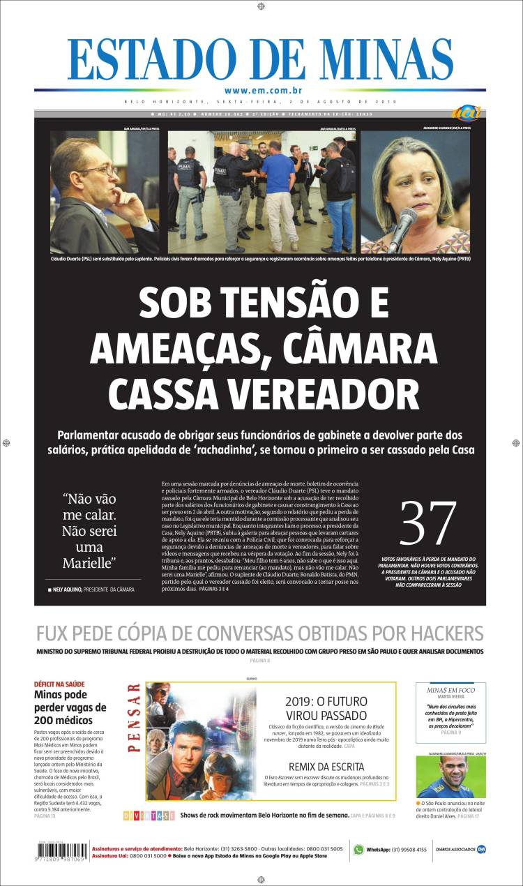 Portada de Jornal Estado de Minas (Brasil)