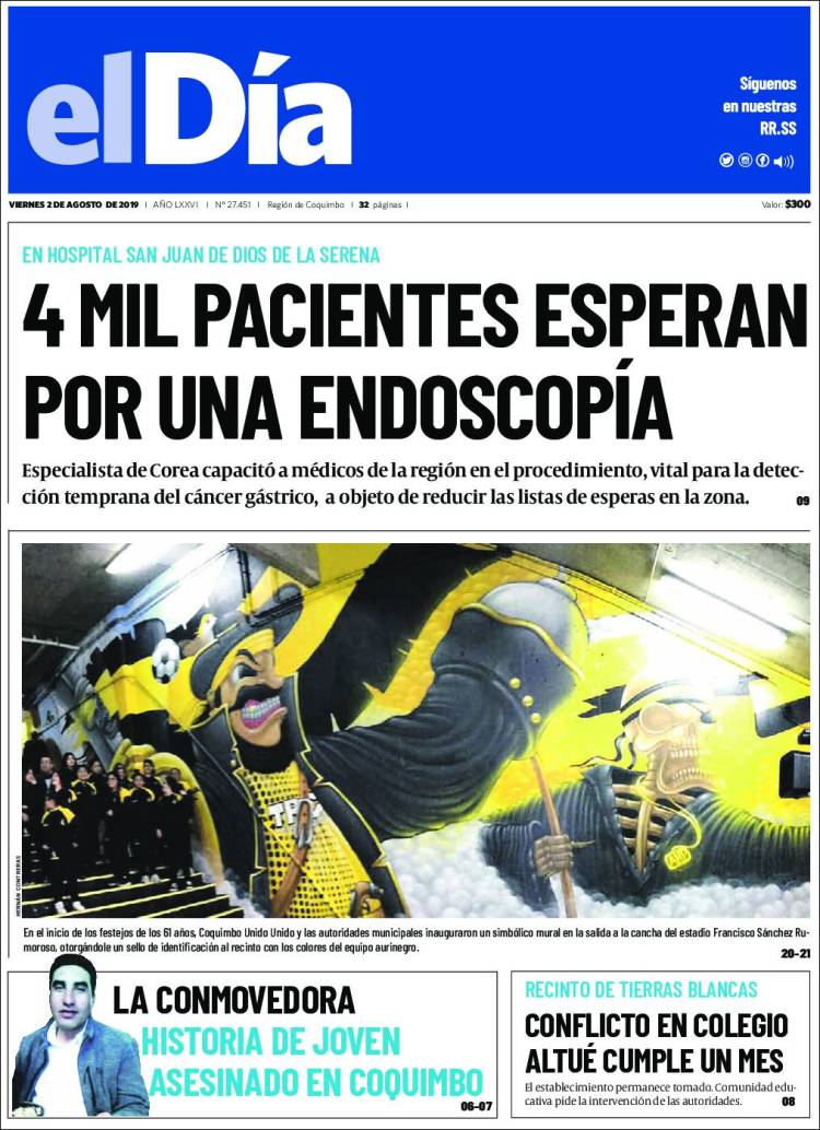 Portada de El Día (Chile)