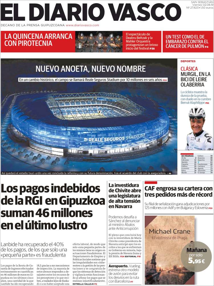 Portada de Diario Vasco (España)