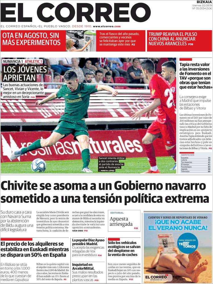 Portada de El Correo (España)