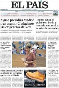 Portada de El País (España)