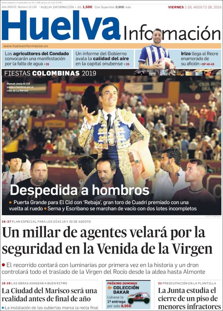 Portada de Huelva Información (España)