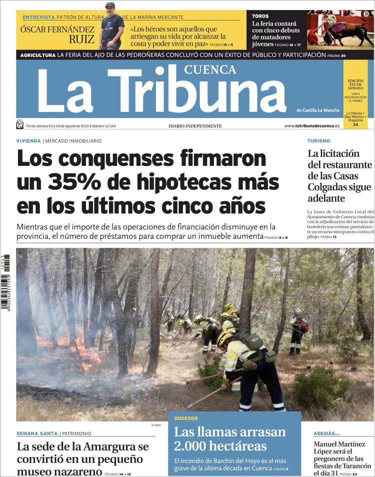 Portada de La Tribuna de Cuenca (España)