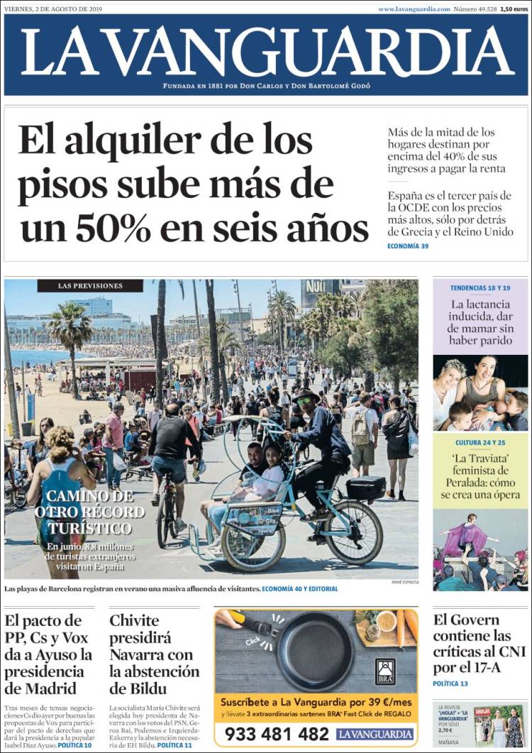 Portada de La Vanguardia (España)