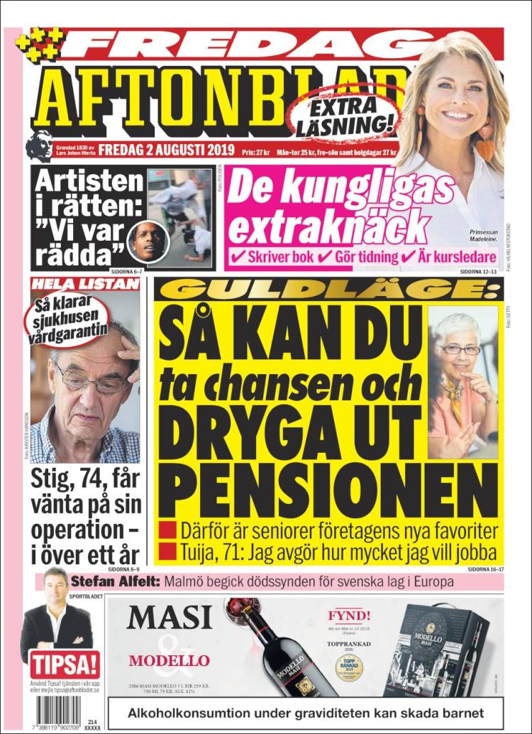 Portada de Aftonbladet (Suecia)