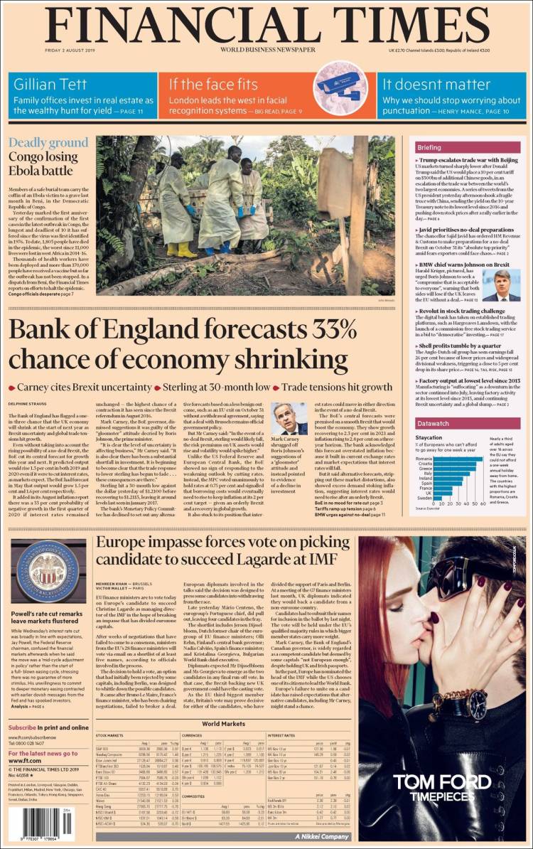 Portada de Financial Times (Reino Unido)