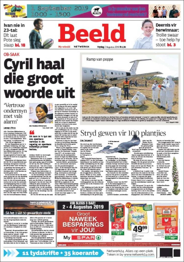 Portada de Beeld (Sud&aacute;frica)