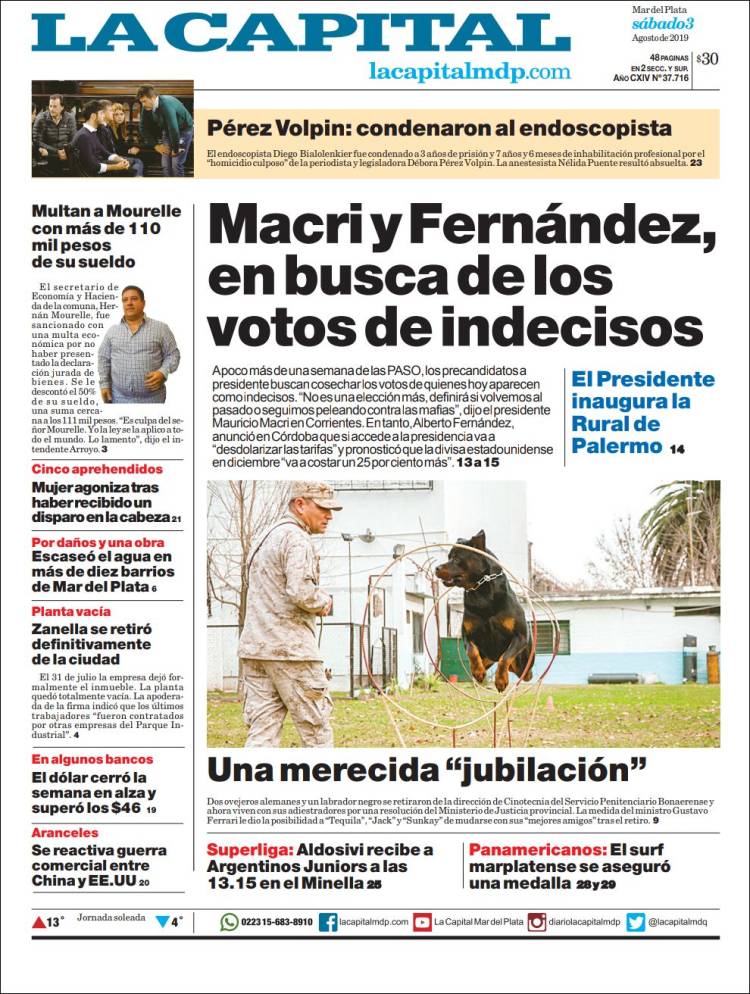 Portada de Diario La Capital - Mar del Plata (Argentina)