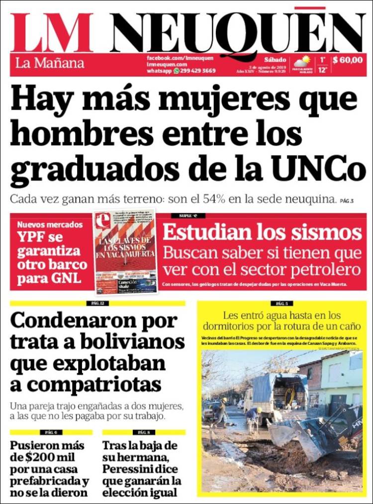 Portada de La Mañanade Neuquén (Argentina)