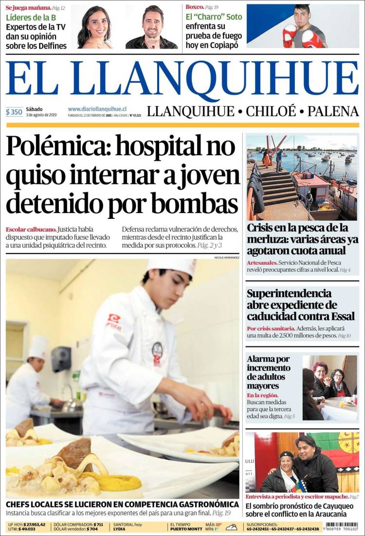 Portada de El Llanquihue (Chile)