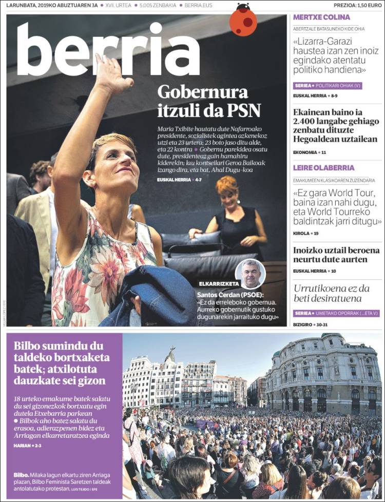 Portada de Berria (España)