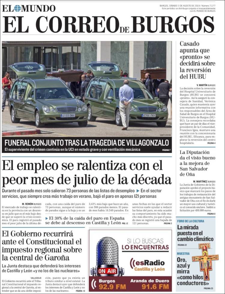 Portada de El Correo de Burgos (España)