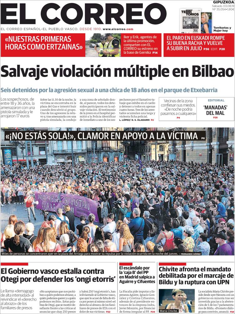 Portada de El Correo - Guipuzcoa (España)