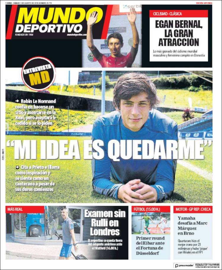 Portada de Mundo Deportivo Gipuzkoa (España)