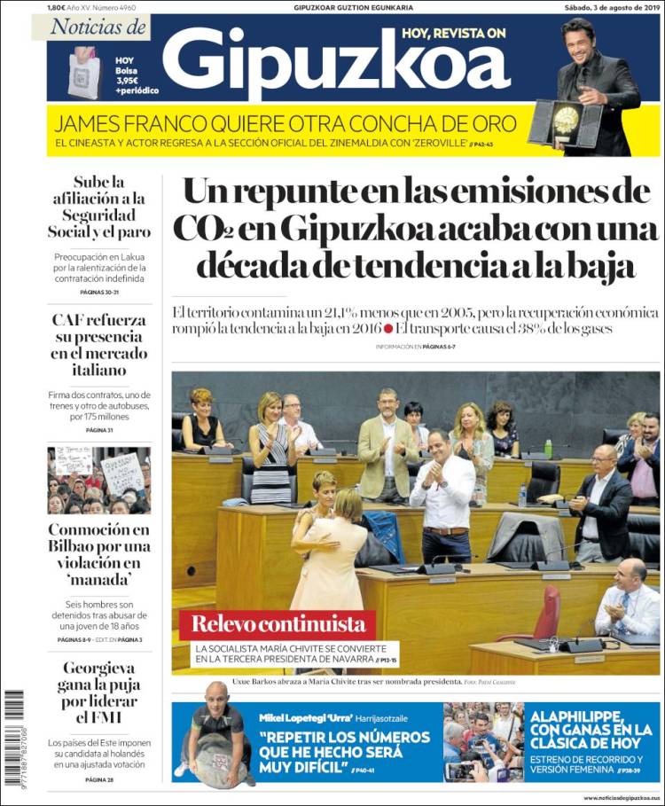 Portada de Noticias de Gipuzkoa (España)