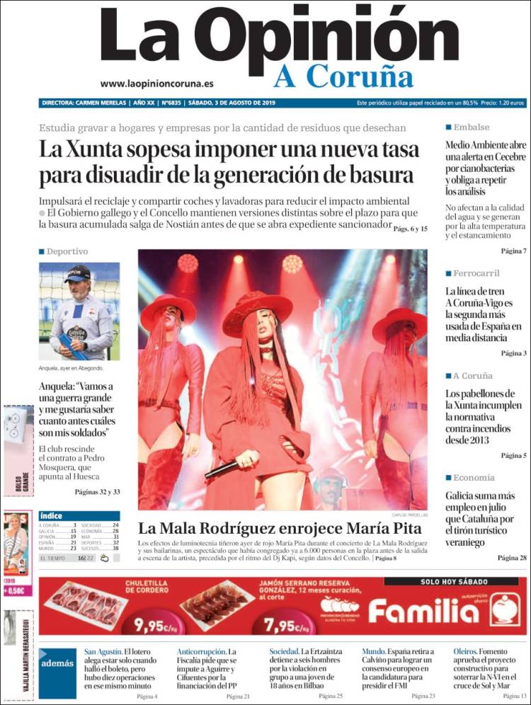 Portada de La Opinión de A Coruña (España)