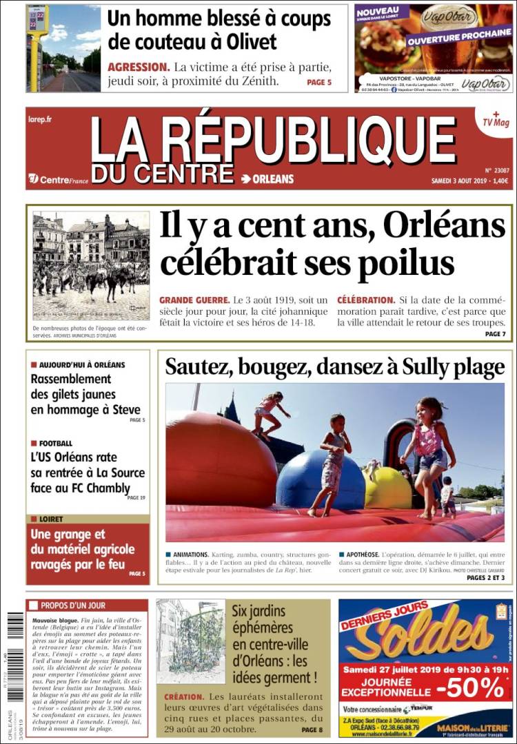 Portada de La République du Centre (Francia)