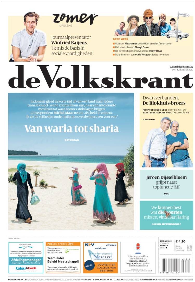 Portada de De Volkskrant (Pa&iacute;ses Bajos)