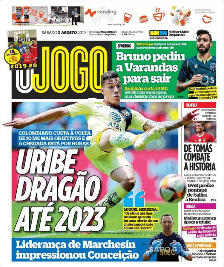 Portada de O Jogo (Portugal)