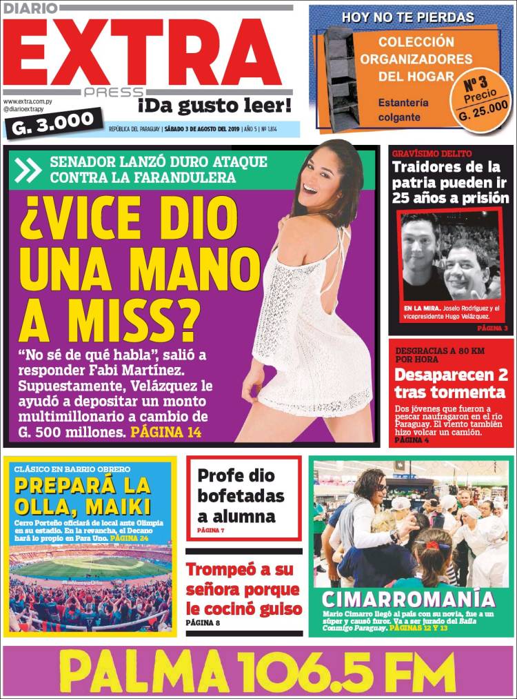 Portada de Diario Extra (Paraguay)
