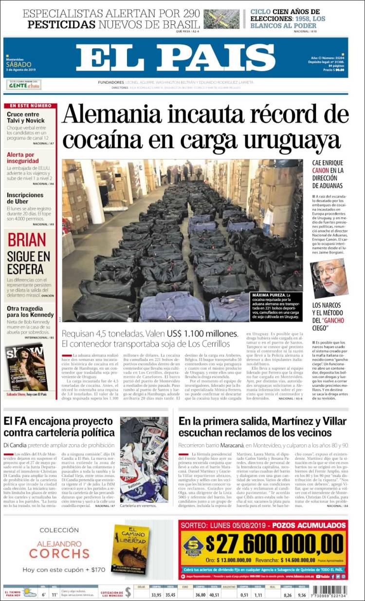 Portada de El País (Uruguay)