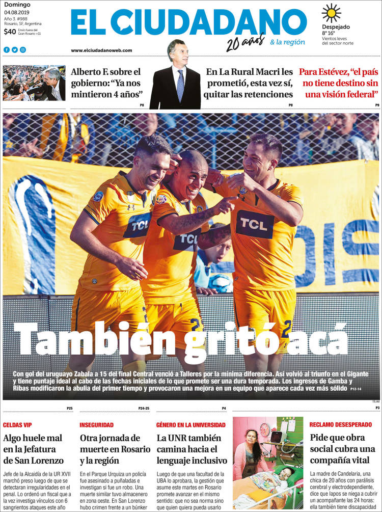 Portada de Diario El Ciudadano (Argentina)