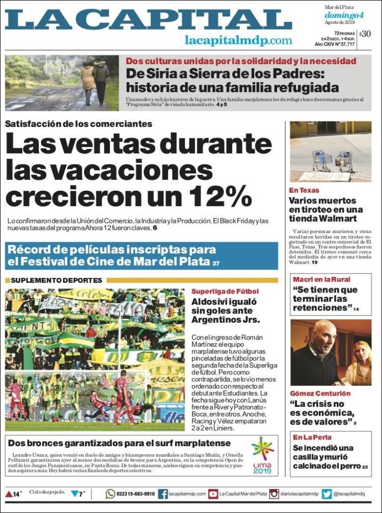 Portada de Diario La Capital - Mar del Plata (Argentina)