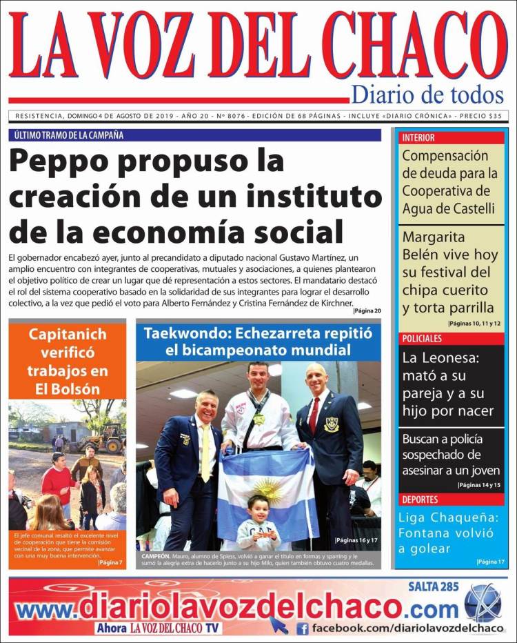 Portada de La Voz del Chaco (Argentina)