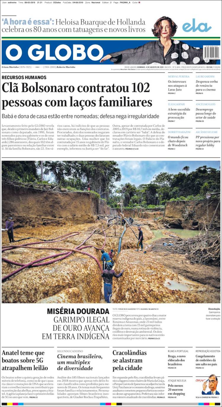 Portada de O Globo (Brasil)