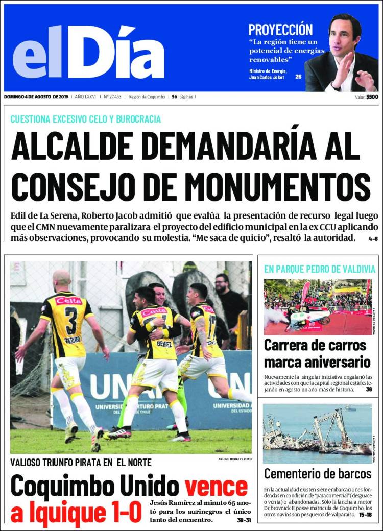 Portada de El Día (Chile)