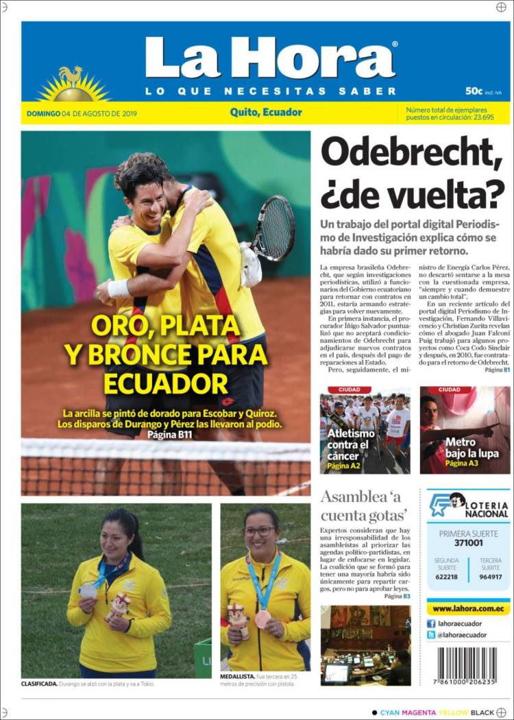 Portada de La Hora - Ecuador (Ecuador)