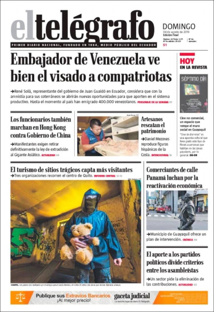 Portada de El Telégrafo (Ecuador)