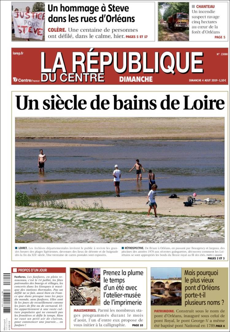 Portada de La République du Centre (Francia)